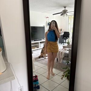 Zara High Waist Skorts in Mustard Yellow